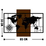 Wallity World Map With Compass - Accesorio de Pared Decorativo de Madera
